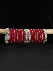 LAVAZZA Set Of 70 Mirror Work Crystal Studded & Plain Bangles