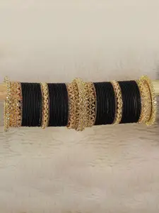 LAVAZZA Set Of 66 Gold Plated Crystal Studded & Bangles