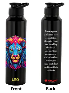 NIRLON Black 2 Pieces Typography Stainless Steel Single Wall Vacuum Water Bottles 1 L Each