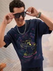 HIGHLANDER Graphic Puff Printed Round Neck Oversized T-shirt