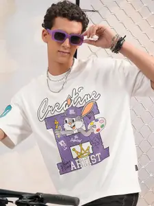 HIGHLANDER Graphic Puff Printed Round Neck Oversized T-shirt