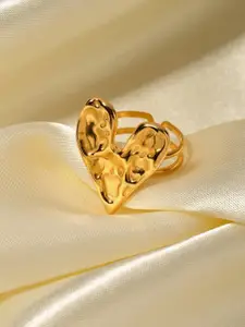 Dorada Jewellery Gold-Plated Stainless Steel Heart Finger Ring