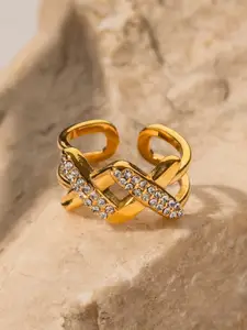 Dorada Jewellery Gold Plated CZ Studded Finger Ring