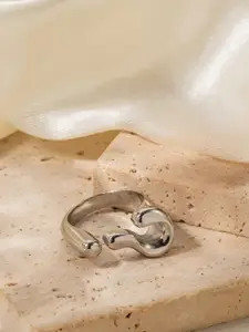 Dorada Jewellery Rhodium-Plated Stainless Steel Question-Mark Design Finger Ring