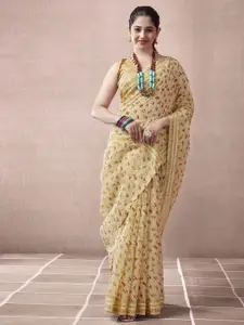 KALINI Floral Zari Designer Ikat Saree
