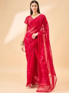 all about you Floral Embroidered Pure Chiffon Designer Saree