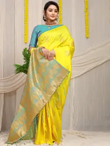 PATIALAPICKS Ethnic Motifs Woven Design Zari Pure Silk Kanjeevaram Saree