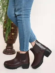 XE Looks Women Mid-Top Block Heel Chelsea Boots