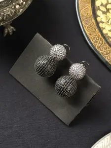 Niscka Rhodium-Plated Cubic Zirconia Stone Studded Earrings