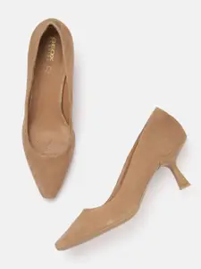 Geox Solid Leather Kitten Pumps