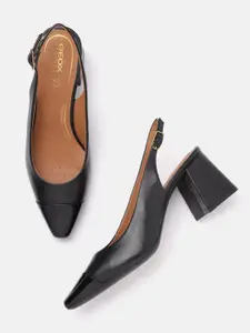 Geox Solid Leather Block Pumps