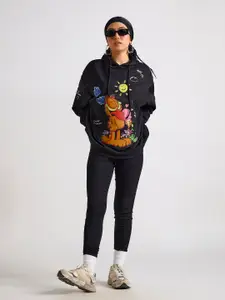 THE CLOTHING FACTORY Garfield Printed Hooded Oversized Cotton Pullover Sweatshirt