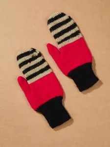 Fabindia Women Striped Acrylic Winter Gloves