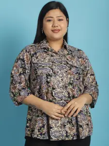 theRebelinme Plus Size Opaque Printed Casual Shirt