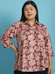 theRebelinme Plus Size Floral Printed Casual Shirt