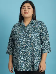 theRebelinme Plus Size Floral Printed Casual Shirt