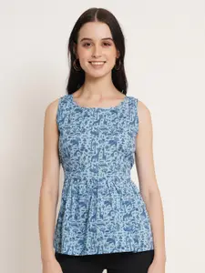 COTLAND FASHION Conversational Printed Pure Jaipuri Cotton Waist Tie-Ups Peplum Top