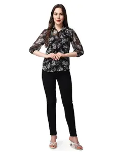 SCORPIUS Classic Floral Sheer Printed Casual Shirt
