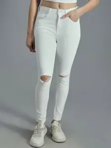 High Star Women Skinny Fit High-Rise Slash Knee Stretchable Jeans