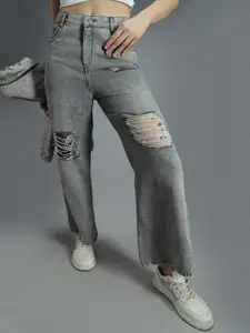 High Star Women 90's Baggy Stretchable Distress Cotton Jeans - Slouchy Fit