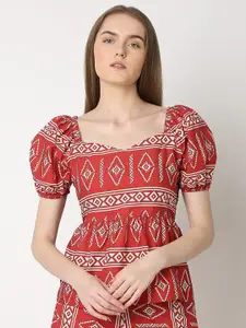 Vero Moda Ethnic Motifs Printed Pure Cotton Top