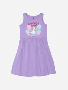 YK Disney Girls Print Pure Cotton Fit & Flare Dress