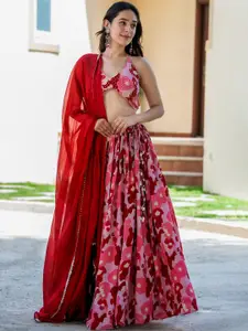 HOUSE OF JAMOTI Floral Printed Ready to Wear Lehenga & Blouse With Dupatta