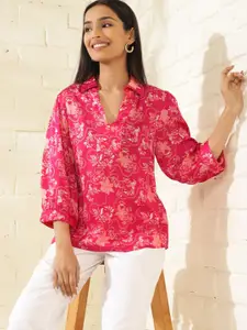 Fabindia Floral Printed Shirt Style Top