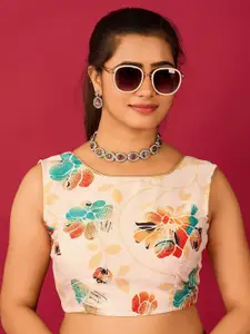 flaher Printed Satin Readymade Saree Blouse