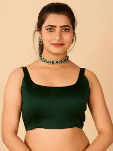 flaher Round Neck Satin Readymade Saree Blouse