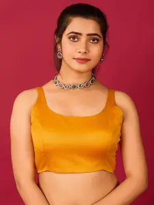 flaher Round Neck Satin Readymade Saree Blouse