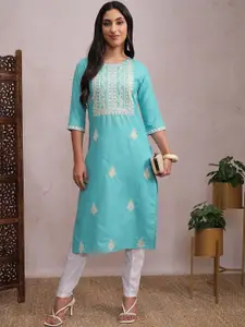 Vishudh Ethnic Motifs Embroidered Straight Kurta