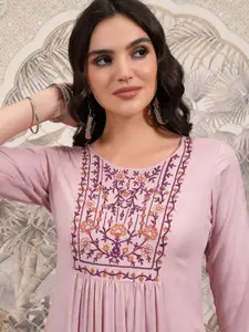 Vishudh Floral Embroidered A-Line Midi Dress