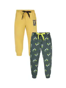 PLUM TREE Boys Pack Of 2 Printed Pure-Cotton Joggers
