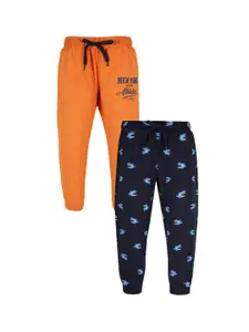 PLUM TREE Boys Pack Of 2 Printed Pure-Cotton Joggers