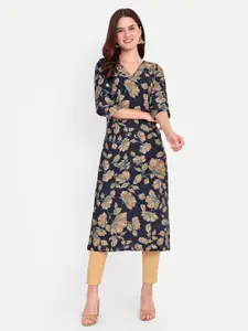 FILO HEVIS Ethnic Motifs Printed V-Neck Straight Kurta