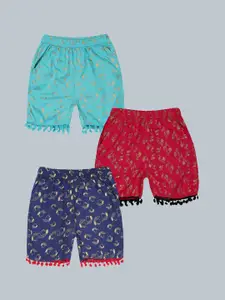 KiddoPanti Girls Pack Of 3 Floral Printed Shorts