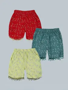 KiddoPanti Girls Pack of 3 Printed Shorts