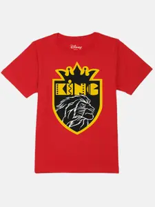 YK Disney Boys Regular Fit Lion King Printed Pure Cotton Applique T-shirt