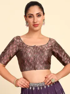 Soch Woven Design Round Neck Readymade Saree Blouse