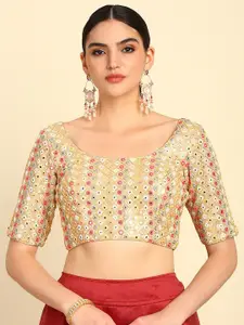Soch Embellished Mirror Work Readymade Saree Blouse