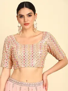 Soch Embroidered Mirror Work Saree Blouse