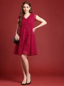 all about you Self Design A-Line Dress