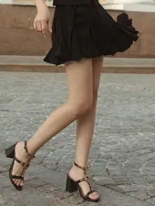 Saint G Embellished Leather Block Sandals