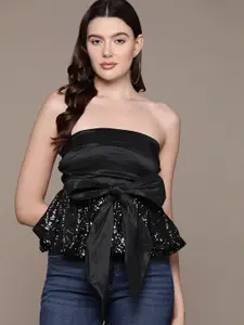 bebe Future Glam Embellished Bow Detail Tube Top