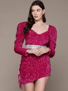 bebe Future Glam Sequin Embellished Mini Dress
