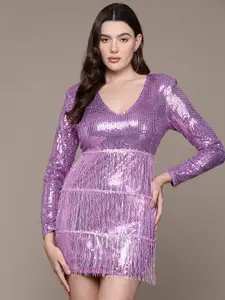 bebe Future Glam Sequin Embellished Sheath Dress