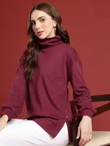 all about you Long Sleeves Pure Cotton Turtle Neck Sweatshirt