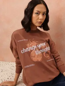 all about you Printed Drop-Shoulder Sleeves Sweatshirt