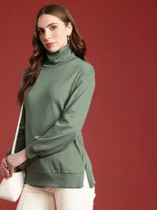 all about you Long Sleeves Pure Cotton Turtle Neck Sweatshirt